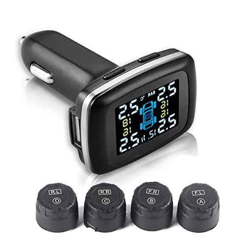 Aramox Auto-Reifendruck-Kontrollsysteme, 12V ABS Auto TPMS Reifendruckkontrollsystem Zigarettenanzünder, Reifendruckkontrollsystem, mit 4 Externen Sensoren Aramox Auto-Reifendruck-Kontrollsysteme, 12V ABS Auto TPMS Reifendruckkontrollsystem Zigarettenanzünder, Reifendruckkontrollsystem, mit 4 Externen Sensoren von Aramox