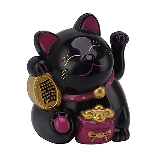 Aramox Electric Waving Arm Lucky Cat Solar Angetriebene Plastik 5,5 Zoll Batterie Betriebene Glückliche Charm für Heimauto Schreibtisch Restaurant Hotel Cafe mit Fröhlichem Lächeln (MLY11020-5 von Aramox