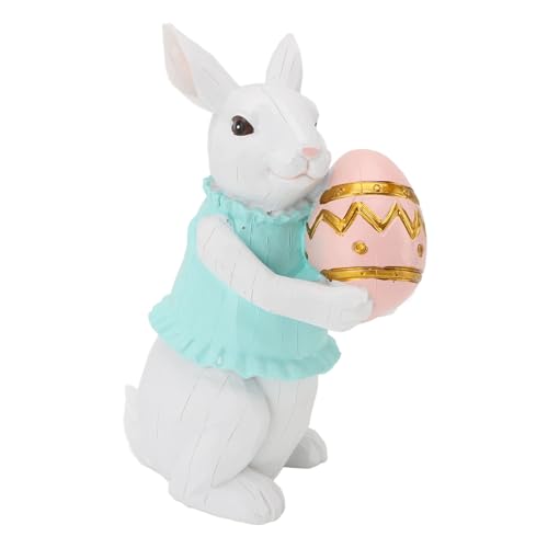 Aramox Elegante Hasen -Figur Hochwertige Vintage -Hasenstatue, Leicht zu Pflegerende , Ideale Osterdekoration, 7,7 Zoll Ornament für Verschiedene Räume (EIN farbiges Ei halten) von Aramox