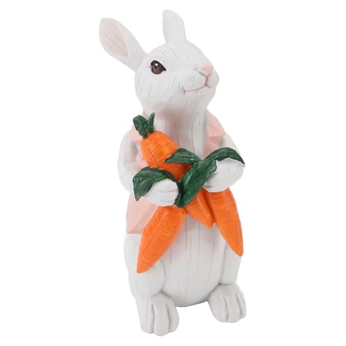 Aramox Elegante Hasen -Figur Hochwertige Vintage -Hasenstatue, Leicht zu Pflegerende , Ideale Osterdekoration, 7,7 Zoll Ornament für Verschiedene Räume (Eine Karotte halten) von Aramox