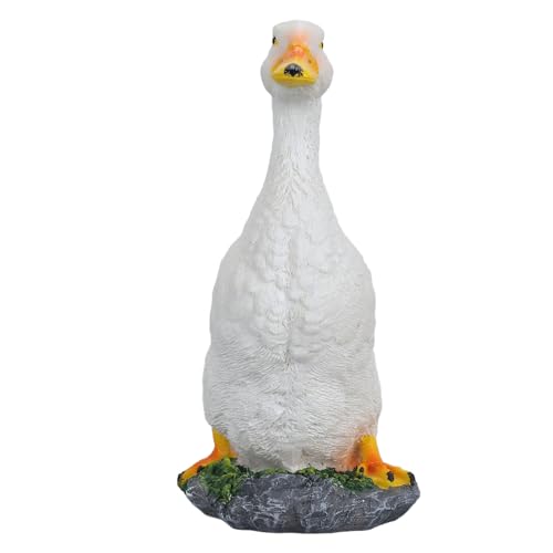 Aramox Entenfigur Handgemalte wasserdichte Entenskulptur für Garten Mittelgroße Garten -Terrasse Figurine (White) von Aramox