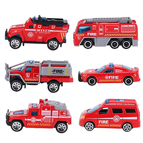 Aramox Präzise Engineering Car Model Legierung Simulationsfahrzeug für Spielzeug 1:64 Skalierungen Hochsimulationsauto Modell 6PCS Stiecasting Cartoon Toy für (Brandschutzreihe im von Aramox