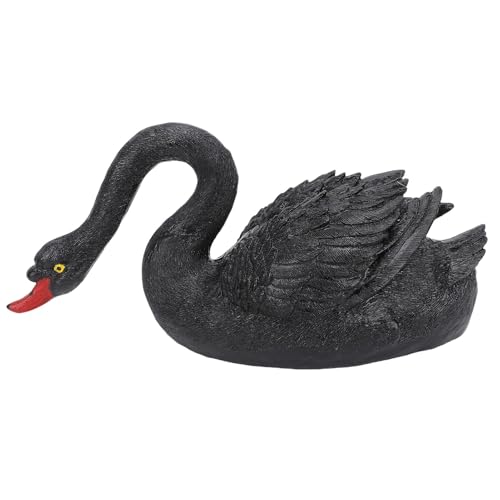 Aramox Swan Statue Swan Figur Schwimmend Schwanenverzierung für Gartenteich mit Lebensechtem Design Innen Im Freien Im Freien, Symbolisieren Liebe Loyalität (BLACK) von Aramox