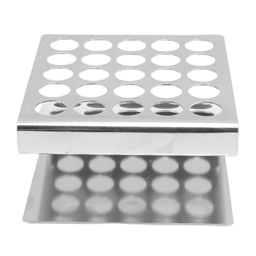 Aramox Tragbarer Testrohrregal, 304 Edelstahl Z -Form -Testrohrhalter, 25 Löcher für 15 -mm -Röhrchen, Wiederverwendbarer Stapelbarer Labororganisator für Wissenschaftliche Experimente von Aramox