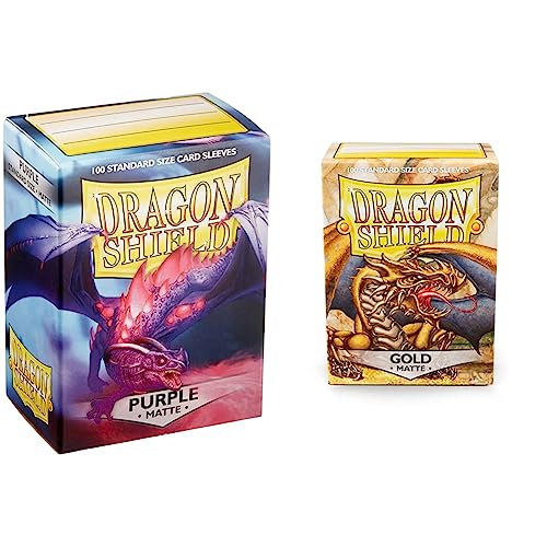 Arcane Tinmen ART11009 Dragon Shield: Matte – Purple 100 & Arcane Tinman ART11006 Sleeves: Dragon Shield Matte Gold Standard 100pk-Gold, One Size von Arcane Tinmen