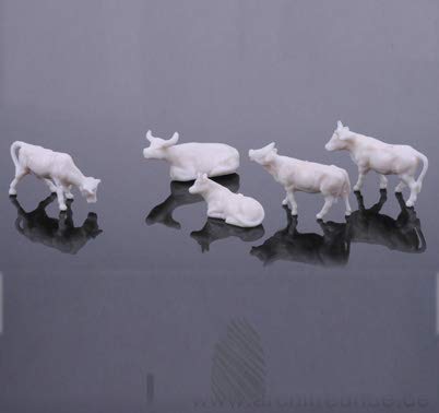 10 x Modell Kühe, weiß, für Bauernhof Modellbau Modelleisenbahn Spur H0 von Archifreunde