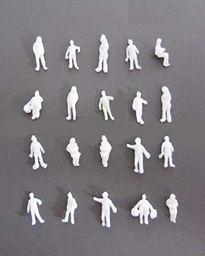 100 x Modell Figuren, weiß unbemalt, für Modellbau 1:200, Modelleisenbahn Spur Z von Archifreunde