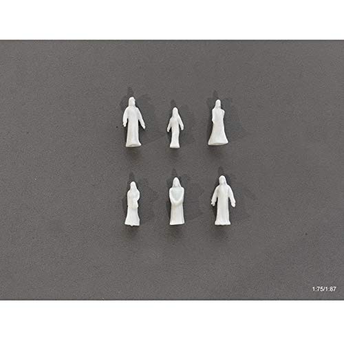 ARCHIFREUNDE 12 x Modell Figuren Arabische Mensch, weiß unbemalt, für Modellbau 1:75/87 Spur 00/H0 von ARCHIFREUNDE