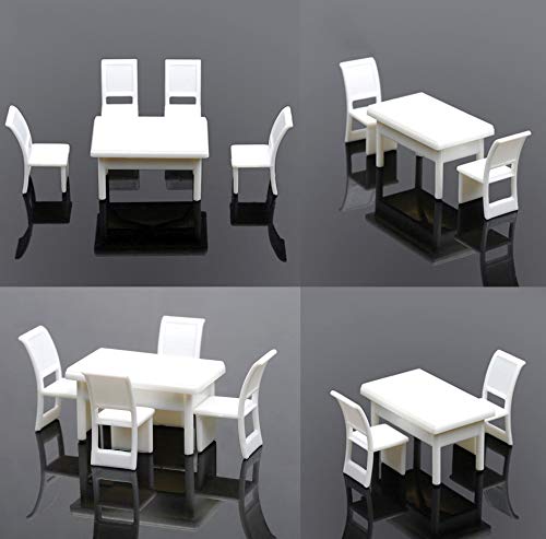 ARCHIFREUNDE 5er Set Modell Tisch (viereckig) Set mit 4 Stuhl für Modellbau 1:50, Modelleisenbahn Spur 0 von ARCHIFREUNDE