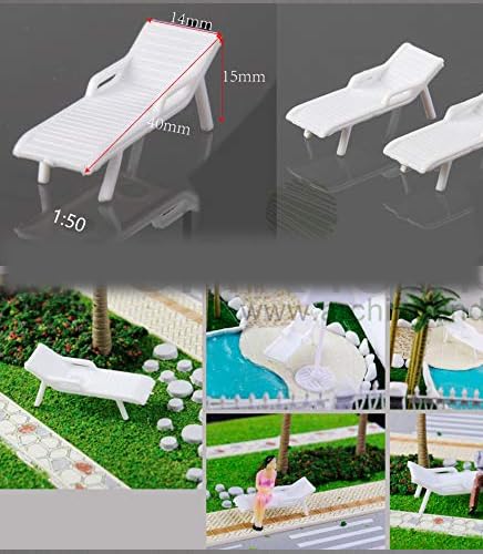 Archifreunde 2 x Modell Liegestühle, Strandstühle, für Modellbau und Modelleisenbahn, 1:50/75/87 Spur 0/00/H0, weiß, Miniatur Modell Minigarten (1:50) von Archifreunde