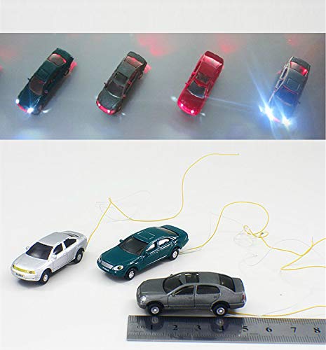 Archifreunde 3 x Modell Autos LED beleuchtet Modellbau 1:87/1:100 Modelleisenbahn Spur H0/TT von Archifreunde