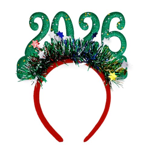 Arecobticy 2026 Festival Glitzernde Stirnbänder, glitzernde Zahlen, Silvester, Haarband für Erwachsene und Kinder, Familientreffen, Kopfbedeckung, funkelnde Neujahrs-Stirnbänder von Arecobticy