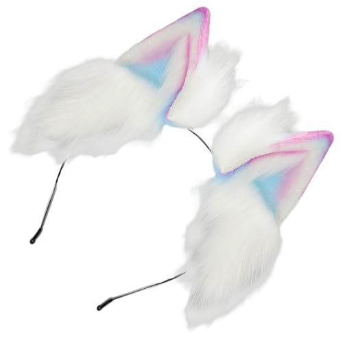 Arecobticy Bunte Farbverläufe, Plüsch-Katzenohren-Haarbänder, verstellbar, Cosplay-Zubehör für Anime-Liebhaber, Halloween-Kostüm, den täglichen Gebrauch, abnehmbare Katzenohren-Haarbänder von Arecobticy