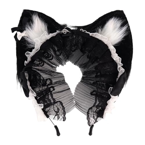 Arecobticy Haarreif mit Tierohren und Anime-Schleifen, Haarreif für Cosplay, Kostümpartys, Halloween, Event, Plüsch, Tierohr, Haarband mit Schleifen von Arecobticy