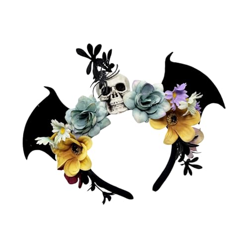 Arecobticy Halloween-Party-Kopf-Accessoire, schwarz, Fledermaus-Schädel, Blumendesign, verstellbar, für Kostüme, Erwachsene, Kinder, Event, bequeme Fledermaus-Schädel-Stirnbänder Arecobticy Halloween-Party-Kopf-Accessoire, schwarz, Fledermaus-Schädel, Blumendesign, verstellbar, für Kostüme, Erwachsene, Kinder, Event, bequeme Fledermaus-Schädel-Stirnbänder von Arecobticy