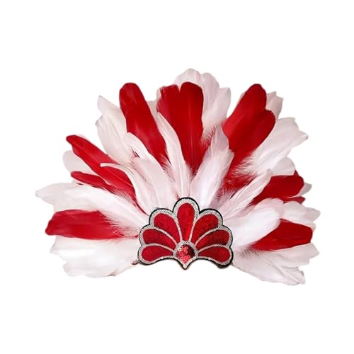 Arecobticy Handgefertigter gefiederter Haarreif mit funkelnden Pailletten, Kostüm-Kopfschmuck, glitzernde Kopfbedeckung für Halloween und Themen-Events, gefiederter Kopfschmuck von Arecobticy