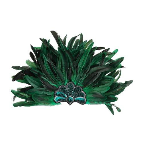 Arecobticy Handgefertigter gefiederter Haarreif mit funkelnden Pailletten, Kostüm-Kopfschmuck, glitzernde Kopfbedeckung für Halloween und Themen-Events, gefiederter Kopfschmuck von Arecobticy