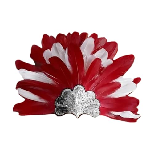 Arecobticy Handgefertigter gefiederter Haarreif mit funkelnden Pailletten, Kostüm-Kopfschmuck, glitzernde Kopfbedeckung für Halloween und Themen-Events, gefiederter Kopfschmuck von Arecobticy