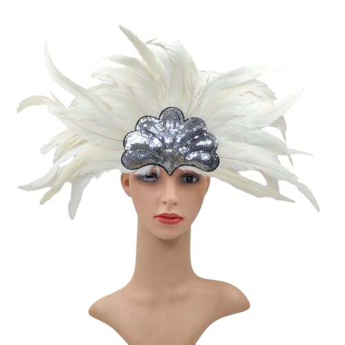 Arecobticy Handgefertigter gefiederter Haarreif mit funkelnden Pailletten, Kostüm-Kopfschmuck, glitzernde Kopfbedeckung für Halloween und Themen-Events, gefiederter Kopfschmuck Arecobticy Handgefertigter gefiederter Haarreif mit funkelnden Pailletten, Kostüm-Kopfschmuck, glitzernde Kopfbedeckung für Halloween und Themen-Events, gefiederter Kopfschmuck von Arecobticy