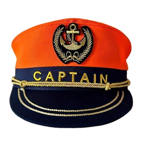 Arecobticy Klassischer Matrosenhut für Damen, verstellbar, bestickt, Kapitän, Baumwolle, Halloween, Rollenspiel, Kostüm, Mode, Baumwollsegler von Arecobticy