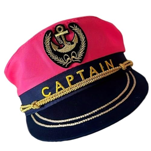 Arecobticy Klassischer Matrosenhut für Damen, verstellbar, bestickt, Kapitän, Baumwolle, Halloween, Rollenspiel, Kostüm, Mode, Baumwollsegler von Arecobticy