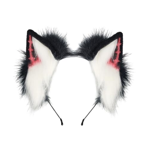 Arecobticy Punk-Wolf-Ohr-Haarband, weicher Plüsch, Haarreif, Rollenspiel-Kopf-Accessoire für 2000er-Jahre, modische Verkleidungsrequisiten, Kopfbedeckung, Festival-Kopfbedeckung von Arecobticy