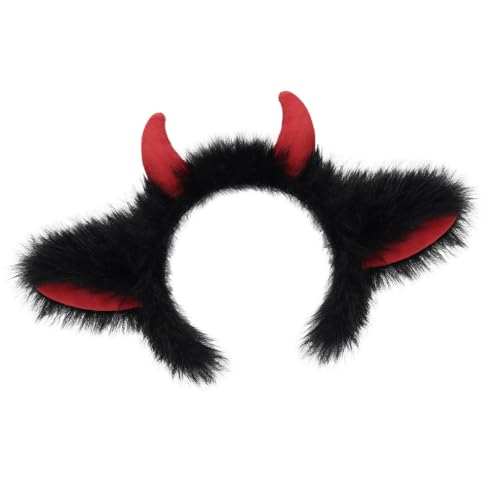 Arecobticy Teufelshorn Haarschmuck Halloween Requisiten Wiederverwendbar Elastisches Stirnband Freundliche Bühnenauftritte Tierohr Kopfschmuck Praktische Plüsch Horn Haarspange von Arecobticy