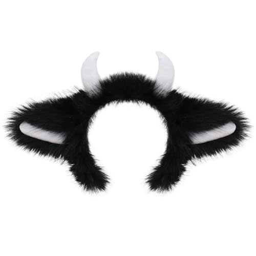 Arecobticy Teufelshorn Haarschmuck Halloween Requisiten Wiederverwendbar Elastisches Stirnband Freundliche Bühnenauftritte Tierohr Kopfschmuck Praktische Plüsch Horn Haarspange von Arecobticy