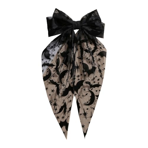 Fledermaus-Haarspange für Damen, Halloween, Cosplay, süße Kopfbedeckung, bestickter Tüll, Schleier, Schleife, Dekoration, Gothic, Spitze, Schleifen, Halloween von Arecobticy