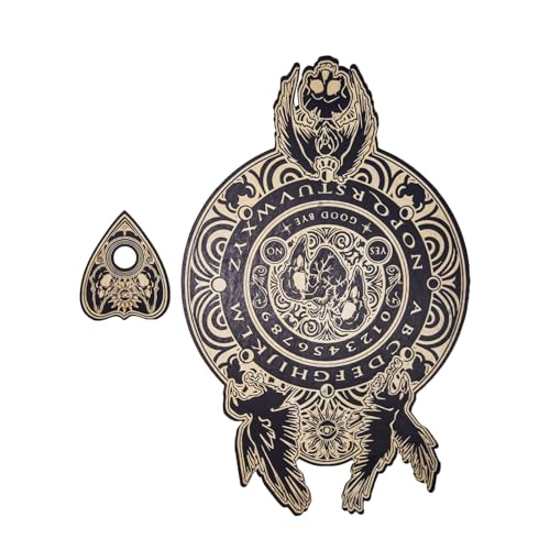 Großes Holzgeistbrett Wünschelruten-Nachrichtenerzählwerkzeug, sprechendes Geistbrett mit Planchette, mystisches Spielzubehör, Sprechspiel aus Holz von Arecobticy