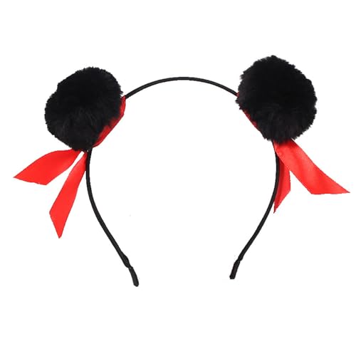 Necha Brötchen-Stirnband, lustig und stilvoll, pelzige Pompons, Haarreif mit Schleife, für Erwachsene und Kinder, Anime-Partys, Requisiten, Cosplay-Zubehör von Arecobticy