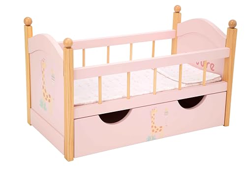ARIAS Bett aus Holz mit Schublade aus der Kollektion Nature, inklusive Kissen und passender Tagesdecke, Maße: 52,5 x 29,50 x 32 cm, Spielzeug für Kinder ab 3 Jahren (ARI21584) von Arias