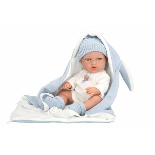 ARIAS Elegance 30 cm Natal Puppe mit Vinylkörper, Kleid in Blau- und Weißtönen und begleitet von einem passenden Schlafsack, inklusive Schlafsack, Spielzeug für Kinder Aller Altersgruppen (ARI60868) von Arias