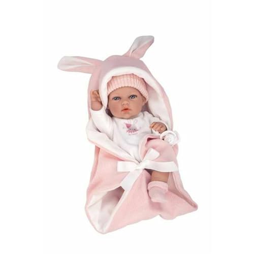 ARIAS Elegance 30 cm Natal Puppe mit Vinylkörper. Kleid in Rosa- und Weißtönen und begleitet von einem passenden Schlafsack, inklusive Schlafsack, Spielzeug für Kinder Aller Altersgruppen (ARI60867) von Arias