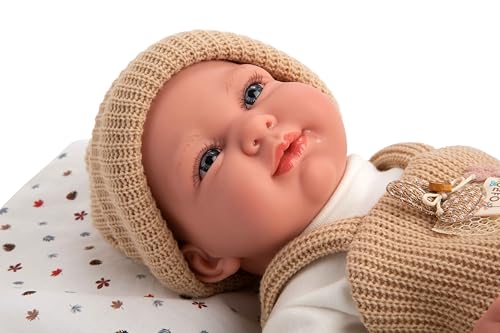 ARIAS Elegance 40 cm CRIS Puppe in beigefarbener Latzhose. Ihr Gewicht ist so echt, DASS sie wie EIN echtes Baby aussieht. Inklusive Schnuller und Schlafsack, Spielzeug für Kinder Aller Altersgruppen von Arias
