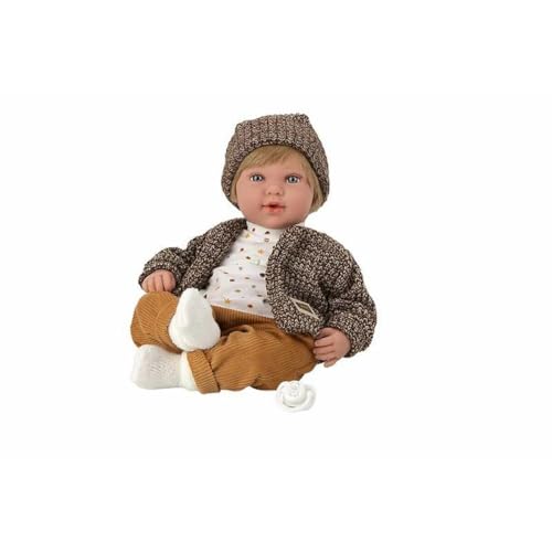 ARIAS Elegance 45 cm IRIA Puppe mit 14 Geräuschen, Kleid mit Cord-Set in Brauntönen, inklusive Schnuller, Spielzeug für Kinder aller Altersgruppen (ARI65397) von Arias