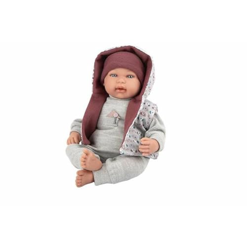 ARIAS Elegance 45 cm MIES Puppe mit weinendem Mechanismus. Kleid in Grau- und Kastanientönen, inklusive Schnuller, Spielzeug für Kinder aller Altersgruppen (ARI65398) von Arias