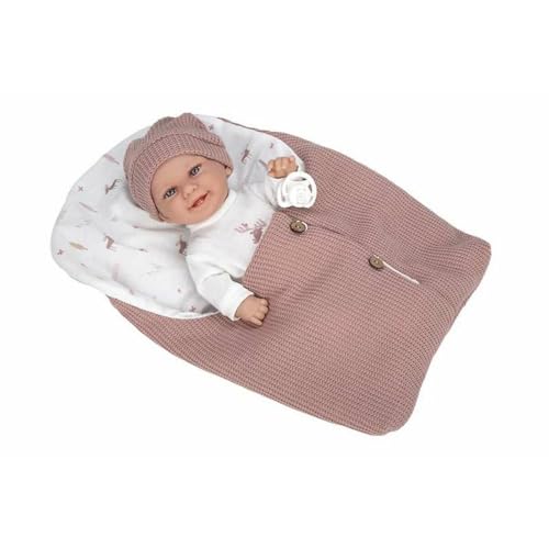 ARIAS Elegance Babypuppe mit Vinylkörper, 33 cm, Kleid in Rosa- und Weißtönen und passendem Babylied, inklusive Schnuller und Wiegenlieder, Spielzeug für Kinder Aller Altersgruppen (ARI60872) von Arias