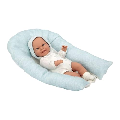 ARIAS Elegance Babyto Puppe, 35 cm, Kleid in Blau und Weiß, mit Blumendruck. Sein Gewicht ist so echt, dass es wie ein echtes Baby aussieht. Inklusive Schnuller und Kissen. Spielzeug für Kinder aller von Arias