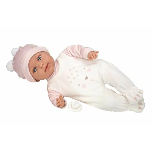 ARIAS Elegance Puppe 42 cm Roy mit weinendem Mechanismus, Kleid in Rosa- und Weißtönen, inklusive Schnuller, Spielzeug für Kinder Aller Altersgruppen (ARI60866) von Arias