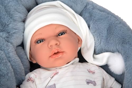 ARIAS Elegante Andie-Puppe, 40 cm, Kleid mit weißem Schlafanzug und Auto-Aufdruck. Sein Gewicht ist so echt, dass es wie ein echtes Baby aussieht. Inklusive Schnuller und Kinderbett, Spielzeug für ARIAS Elegante Andie-Puppe, 40 cm, Kleid mit weißem Schlafanzug und Auto-Aufdruck. Sein Gewicht ist so echt, dass es wie ein echtes Baby aussieht. Inklusive Schnuller und Kinderbett, Spielzeug für von Arias