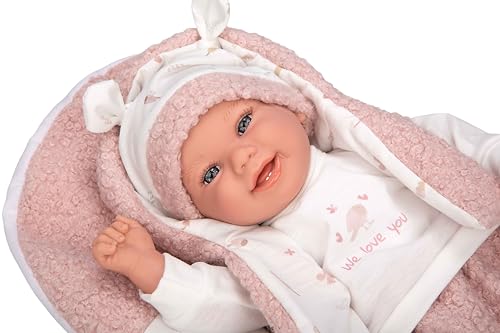 ARIAS Elegante Puppe, 40 cm, Colin in Rosa und Weiß, mit passendem Kissen, Ihr Gewicht ist so echt, DASS sie wie EIN echtes Baby aussieht. Inklusive Schnuller und Kissen, Spielzeug für Kinder Aller von Arias