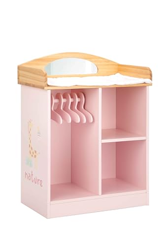 ARIAS - Holzkühler aus der Kollektion Nature mit fünf Kleiderbügeln und Tagesdecke, Maße: 37 x 20 x 48 cm, Spielzeug für Kinder ab 3 Jahren (ARI21587) von Arias