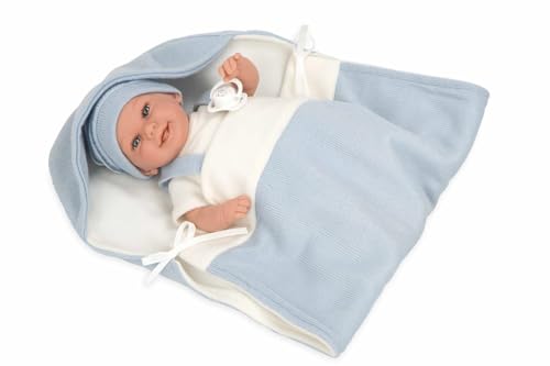 ARIAS Puppe mit Gewicht Elegance 35 cm Babyto blau gestreift mit Decke 60751 von Arias