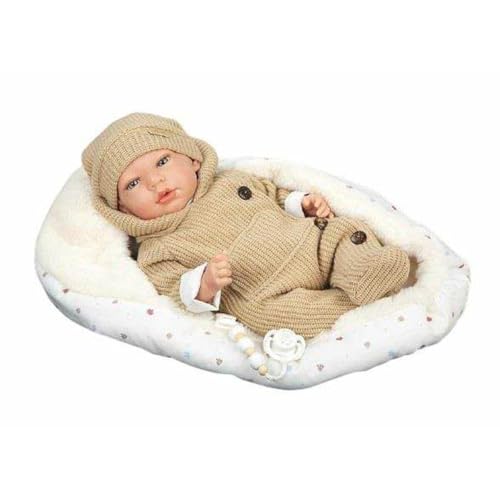 ARIAS -Reborn 40 cm OLONA. Realistisches Baby mit beiger Kleidung. Inklusive Schlafsack, Schnuller, Windel, Familienbuch und Echtheitszertifikat. Spielzeug für Kinder ab 3 Jahren (ARI98182) von Arias