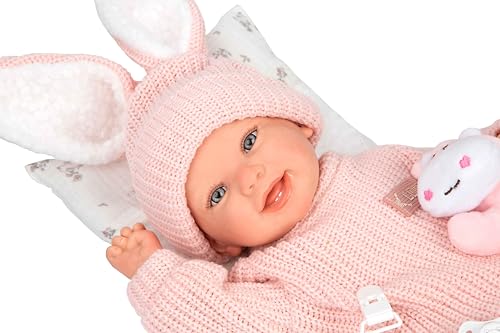 ARIAS -Reborn 45 cm Lucia Realistisches Baby mit rosa Kleidung, inklusive Kissen, Plüsch, Schnuller, Windel, Familienbuch und Echtheitszertifikat, Spielzeug für Kinder ab 3 Jahren (ARI98196) von Arias