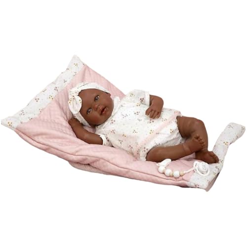ARIAS -Reborn ARI98193 Sasha Mullata. Realistisches Baby mit weißer Kleidung und Blumen, inklusive Kissen, Schnuller, Schnuller, Windel, Familienbuch und Echtheitszertifikat. Spielzeug für Kinder ab 3 von Arias