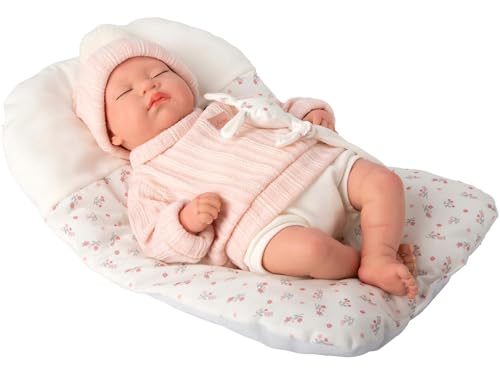 ARIAS -Reborn cm Daira mit geschlossenen Augen. Realistisches Baby mit rosa Kleidung. Inklusive Kissen, Dou Dou, Schnuller, Schnuller, Windel, Familienbuch und Echtheitszertifikat. Spielzeug für von Arias