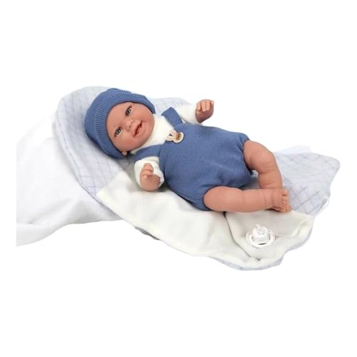 Arias Elegance Babyto Puppe 35 cm, Kleid in Blau- und Weißtönen, mit passender Decke. Das Gewicht ist so real, dass es wie ein echtes Baby aussieht. Inklusive Schnuller und Decke. Spielzeug für Kinder von Arias