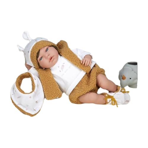 Arias Elegante Andie-Puppe, 40 cm, in Orange und Weiß, mit passendem Lätzchen. Ihr Gewicht ist so real, dass sie wie ein echtes Baby aussieht. Inklusive Schnuller und Kissen. Spielzeug für Kinder von Arias